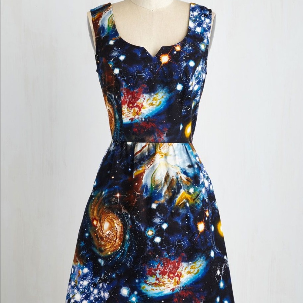 ModCloth Galaxy Print Fit & Flare Dress